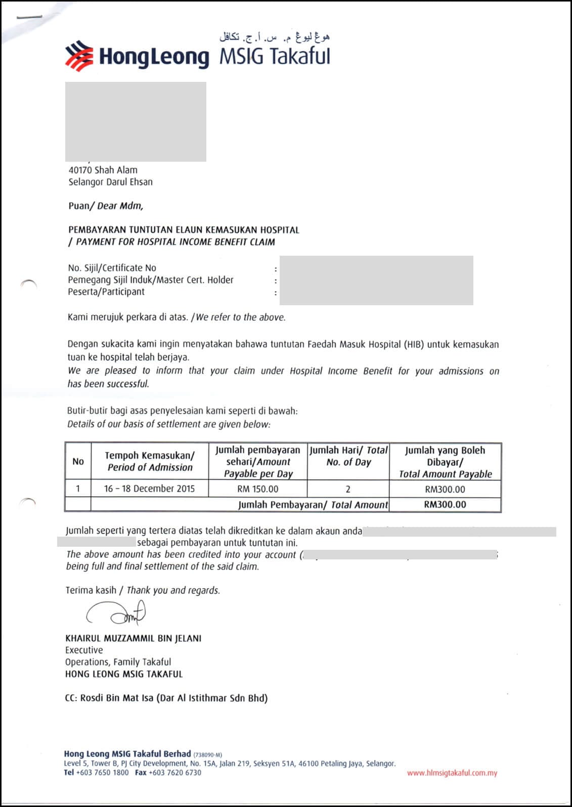Rekod Tuntutan Takaful 6